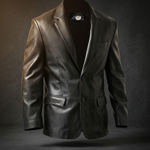 Chaqueta de Cuero Genuino de Búfalo Negro BS International, Estilo Racer, Unisex, Personalizable, a la Moda, Impermeable y Resistente al Viento - Product Image 1
