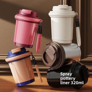 320ml Mini Stainless Steel Vacuum Insulated Coffee Mug <b>Ceramic</b> Liner Portable Fashion Travel <b>Cup</b> for Men Women - Product Image 1