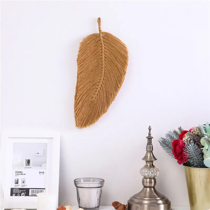Wholesaler Woven Macrame Cotton Feather Wall Hanging Boho For Bedroom Living Room Home Decoration