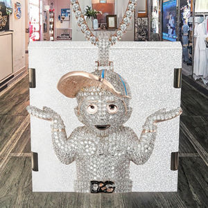 Joyería Luxira al por Mayor, Colgante Hip Hop de Latón con Incrustaciones de Circonitas, Nuevo Diseño Personalizado de Personajes de Dibujos Animados, Chapado en Plata, Engaste de Garra, Moda - Product Image 3