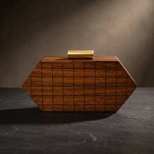 Bolso de Mano Contemporáneo de Madera SAFA INTERNATIONAL, Bolso Geométrico Tipo Caja, Hecho a Mano, Artesanía Natural, Bolsa de Regalo para Fiestas y Días Festivos - Product Image 1