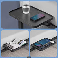 Lit simple moderne en métal avec table de chevet intégrée - Structure en acier durable, montage facile, portable pour chambre à coucher