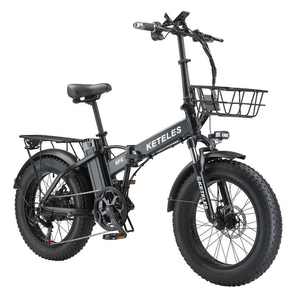Original de fábrica KF6 Fat Tire bicicleta eléctrica plegable 20 pulgadas 500W Motor 13AH batería de litio para freno de disco <span class=keywords><strong>KETELES</strong></span> - Product Image 1