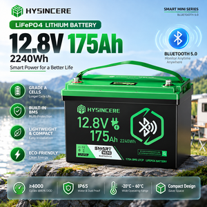 แบตเตอรี่ Smart <span class=keywords><strong>Mini</strong></span> <span class=keywords><strong>12V</strong></span> 175Ah LiFePO4 พร้อมบลูทูธ 5.0 หน้าจอ LCD แสดงความจุ 2240Wh 175A BMS LTCP สำหรับรถพ่วงพลังงานแสงอาทิตย์และเรือ - Product Image 6