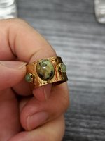 Nouvelle Mode Vintage Style Étanche 18K PVD Plaqué Or Rétro En Acier Inoxydable Turquoise Ouvert Large Bande Anneaux pour Femmes
