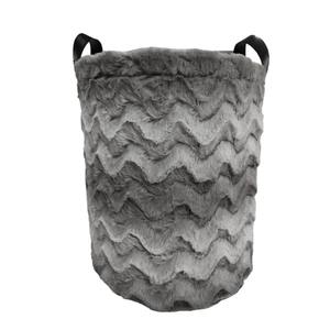 Cesto rotondo in peluche grigio con manici, 32 x 35 cm - Product Image 1