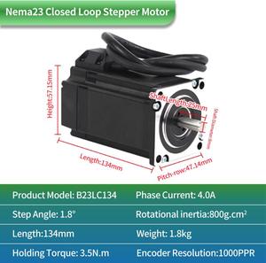 Motor de bucle cerrado Runcin de 2 fases Nema23 3.5N.m 496Oz.in 134mm con kit de controlador tipo bus y control de potencia EtherCAT - Product Image 5