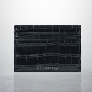 Portafoglio Sottile in Pelle PU Effetto Alligatore di Alta Qualità, Basso MOQ, Logo Personalizzato, <span class=keywords><strong>Porta</strong></span> <span class=keywords><strong>Carte</strong></span> Minimalista in Pelle Vegana Effetto <span class=keywords><strong>Coccodrillo</strong></span> per Donne - Product Image 1