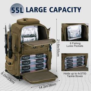 Mochila de Pesca Resistente al Agua, Bolsa Táctica con Caja de Pesca Suave, Soporte para Caña y Protección contra la Lluvia, Muestra Gratis - Product Image 4