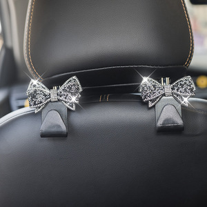 Crochets de dossier de siège de voiture pour sacs, avec nœud mignon et strass, organisateur de dossier, clips de fixation, accessoire intérieur automobile - Product Image 4
