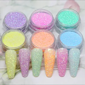 Kit de glitter para manicure, efeito pó cromado para manicure pigmento de açúcar