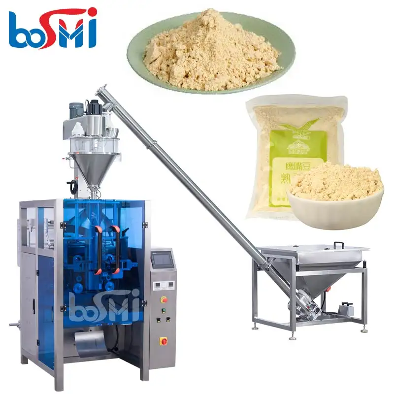 Máquina de embalagem automática vertical de farinha de amêndoa para chá, amido de milho, arroz e trigo, 100g, 500g, 1kg