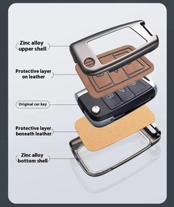 High Quality Zinc Alloy Metal Leather Car <strong>Key</strong> Fob <strong>Cover</strong> Case For Toyota Camry Avalon Corolla Highlander RAV4 Sequoia <strong>Key</strong> - Product Image 3