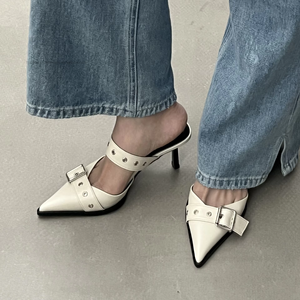 รองเท้าส้นสูงแบบเปิดส้น สไตล์ยุโรปและอเมริกา สำหรับผู้หญิง รุ่น Summer ~ Pointed Thin Heel Belt Single Shoes สีเงิน - Product Image 3