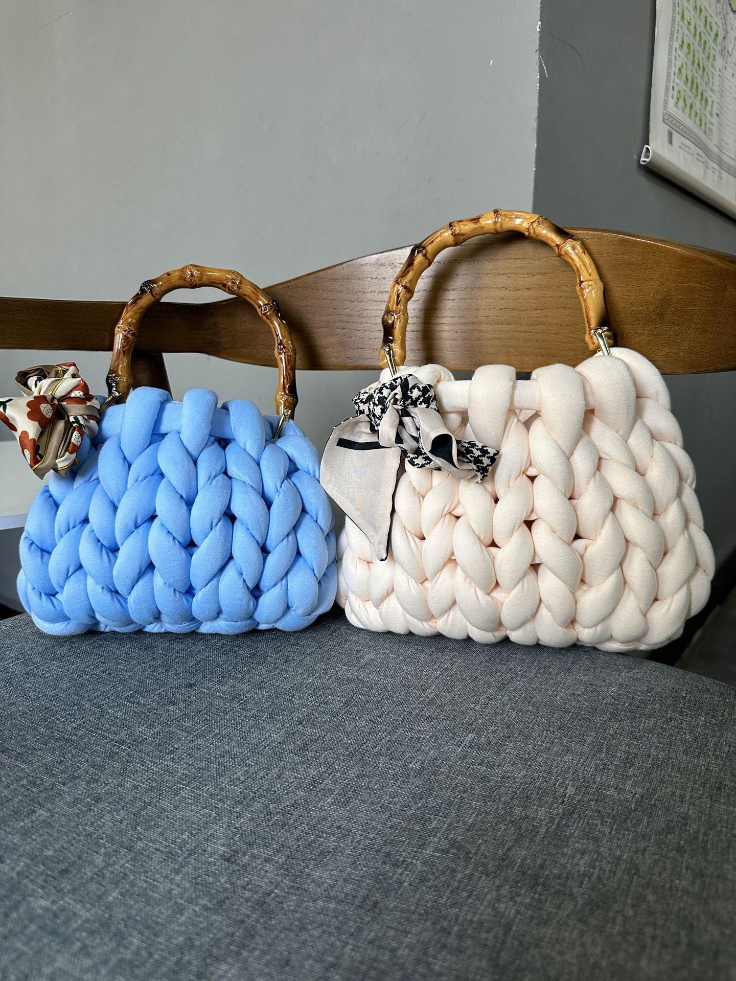 Hand Finger Crochet Hand Bag Washable Knit Chunky Yarn