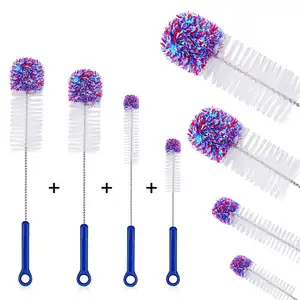 4 pièces nettoyeur de bouteille brosse de nettoyage tête bouteille longue poignée pour bière lavage brosse de nettoyage Tube brosse de nettoyage