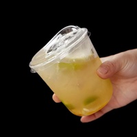 Gobelets en plastique transparent PET jetables en forme de U de 10 oz et 12 oz avec couvercle, logo personnalisé, marque Fangcan, impression sérigraphique pour thé au lait Boba