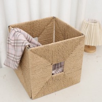 Panier de rangement moderne carré pliable en corde de papier naturel tressé, écologique, pour étagères, décoration et rangement de la maison et du bureau