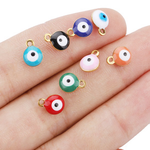 Pendentif œil porte-bonheur 6 mm en acier inoxydable coloré, double face, forme goutte, pour la fabrication de colliers, composants de bijoux DIY - Product Image 2