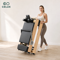 Reformer Pilates en bois de chêne pour la rééducation physique, la santé, le sport et l'exercice, idéal pour la gym et la maison, pliable