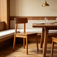 Chaise de salle à manger scandinave minimaliste en bois de cerisier, fabricant, importateur, marque privée, vente en gros en vrac avec dossier incurvé