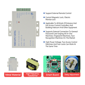 <span class=keywords><strong>RFID</strong></span> 카드 판독기 전원 공급 장치 초인종 자기 잠금 출구 스위치 125kHz 주파수와 방수 ABS 액세스 제어 시스템 키트 - Product Image 3