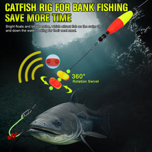 NOUVEAU OEM 5 pièces/sac Montage de pêche au poisson-chat de style européen pré-noué avec hameçons circulaires lumineux et perles sonores, flotteur cigare en EVA pour la pêche en rive - Product Image 1