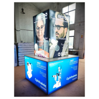 Présentoir modulaire pour salons professionnels Présentoir publicitaire en aluminium Stand Boîte à lumière Stand d'exposition avec étagères en bois et métal