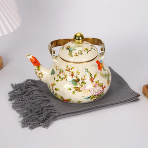 <span class=keywords><strong>Olla</strong></span> <span class=keywords><strong>de</strong></span> campana <span class=keywords><strong>antigua</strong></span> <span class=keywords><strong>de</strong></span> gran capacidad, diseño <span class=keywords><strong>de</strong></span> flores geométricas, hervidor <span class=keywords><strong>de</strong></span> esmalte doméstico para té, punto <span class=keywords><strong>de</strong></span> agua, Color esmaltado - Product Image 3