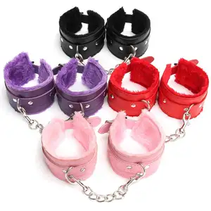 Adult Sexy Products Cheap Bondage Sex Leather Furry Adjustable Handcuffs