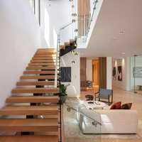 Ace Escalier flottant personnalisé Escalier moderne Éclairage LED Dalle de noyer Granit Loft Escalier intérieur pliant en bois