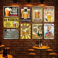 Plaque Métallique Vintage Femme, Affiche en Métal, Impression UV Personnalisée, Verre à Bière Rétro, Décoration Murale pour Bar, Pub, Club, ou Cave d'Homme