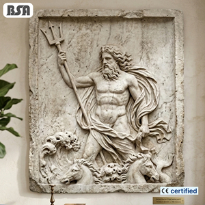 Escultura <span class=keywords><strong>de</strong></span> Pared con Relieve <span class=keywords><strong>de</strong></span> Mármol BSA, Mitología Griega, Dios del Mar Poseidón, Decoración para Sala <span class=keywords><strong>de</strong></span> Estar o Pasillo - Product Image 1