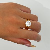 Nouvelle bague vintage unique ovale en zircon français double cercle automne Dazan 2027 HOT en acier inoxydable plaqué or 18 carats PVD pour femme