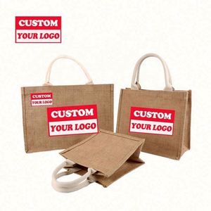 Wholesale Custom Eco-Friendly Tote Bags with Logo Natural Jute <b>Material</b> with Handle for Shopping Oem Options - Product Image 3