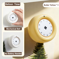 Gelber Mechanischer Countdown-Timer Plastikballon Metallmechanismus Neuartiger Kochtimer 60-Minuten Einfache Bedienung Ohne Batterie