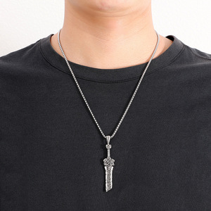 Yunnique – collier avec pendentif épée en acier inoxydable, bijoux unisexes à la mode, Design géométrique, JD215 - Product Image 4