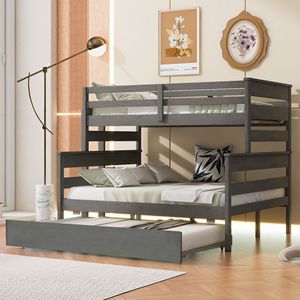 Lit superposé gris avec tiroir de rangement intégré, meubles de chambre d'enfant - Product Image 2