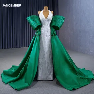 Jancember Design de luxe vert col en v mode élégante tache longue robe robes de soirée 2023