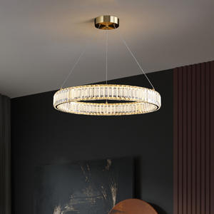 โคมไฟระย้าคริสตัลแบบเรียบง่ายสำหรับห้องนั่งเล่นไฟวงแหวนคริสตัล LED ทรงกลม - Product Image 2