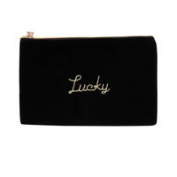 Logo brodé personnalisé, fermeture éclair de luxe pour femmes, emballage de brosse en velours suédé, petite pochette cosmétique de maquillage