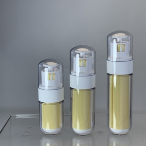 Embouteilleur de lotion vide AS PETG Botella De <span class=keywords><strong>Bomba</strong></span> Sin Aire nouveau design à 3 chambres 30 bouteilles de sérum et de lotion triple sans air de 45ml - Product Image 4