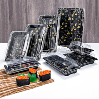 Sunzza – mini feuille d'or personnalisée en polystyrène, emballage à emporter, conteneur ps, plateau à sushi avec couvercle, vente en gros