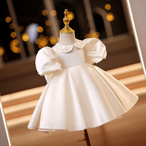Boutique blanco grandes lazos con cuentas satén niño bebé boda fiesta baile vestido niños <span class=keywords><strong>Primera</strong></span> Comunión disfraz flor niñas vestidos - Product Image 3