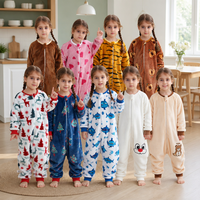 Combinaison bébé Michley en flanelle 280 GSM de haute qualité, pyjama d'hiver douillet avec fermeture éclair bidirectionnelle, écologique, motif animal