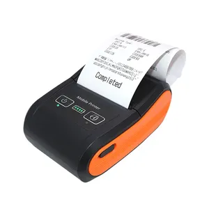 Impresora térmica barata de 58mm, mini impresora POS de recibos, negra y naranja para teléfono inteligente y computadora Bt + USB