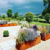 Kit de jardinière surélevée en acier Corten, écologique, avec trous de drainage, design rustique durable pour utilisation en extérieur et en agriculture.