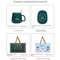 Ensemble de tasse à café en céramique intelligente et chauffe-tasse personnalisé, chauffage électrique 55 ° Tasse à café thermostatique C pour un cadeau promotionnel d'événement festif
