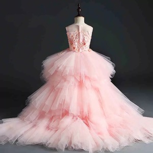 S0531G New Hot -selling Princess Children Butterfly Dragon Wedding Powder Host Piano Flower Dress for Girls - Product Image 2