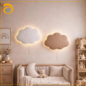 Veilleuse Murale Nuages pour Chambre d'Enfant, Lampe Murale LED Nuages Bouclés Blanc Chaud, Décoration Murale Chambre Enfant, Décoration Murale Prénom Bébé - Product Image 1